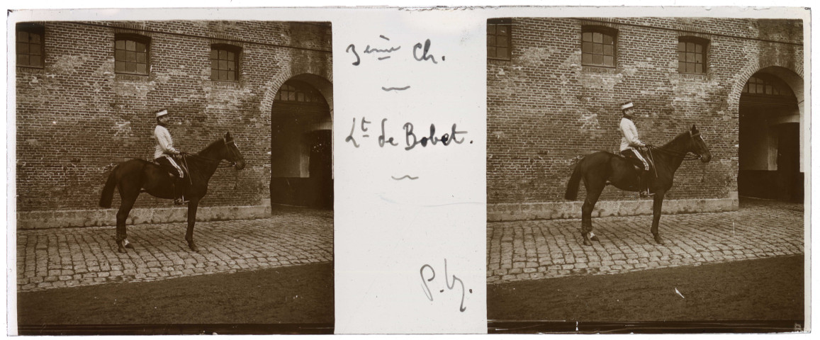 Abbeville. 3e chasseurs. Le lieutenant de Bobet à cheval