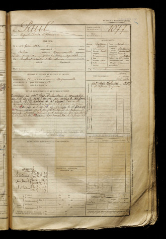 Paul, Auguste Charles Alphonse, né le 11 juin 1899, classe 1919, matricule n° 1077, Bureau de recrutement d'Abbeville