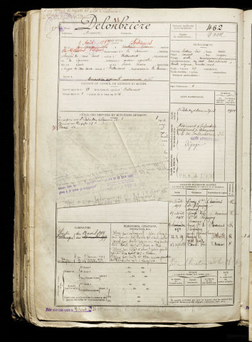 Deloubrière, Maurice, né le 03 août 1896 à Airaines (Somme), classe 1916, matricule n° 462, Bureau de recrutement d'Abbeville