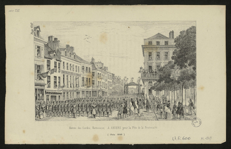 Entrée des Gardes Nationaux à Amiens pour la Fête de la Fraternité, juin 1848