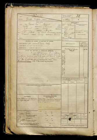 Mille, Georges Eugène, né le 20 janvier 1892 à Namps-Maisnil (Somme), classe 1912, matricule n° 38, Bureau de recrutement d'Amiens
