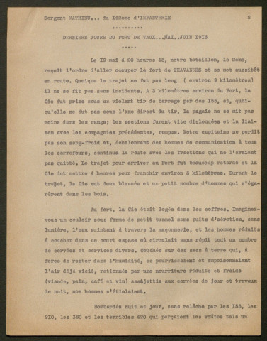 Témoignage de Mathieu, Henri (Sergent) et correspondance avec Jacques Péricard