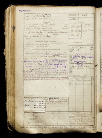 Delaleu, Nicolas Oscar Georges, né le 05 décembre 1891 à Lucheux (Somme), classe 1911, matricule n° 148, Bureau de recrutement d'Amiens