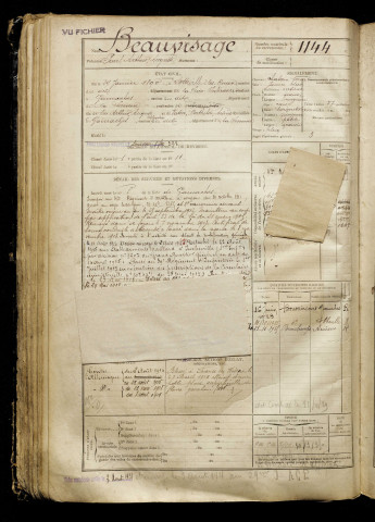 Beauvisage, Paul Arthur Auguste, né le 27 janvier 1889 à Sotteville-lès-Rouen (Seine-Maritime), classe 1910, matricule n° 1144, Bureau de recrutement d'Abbeville