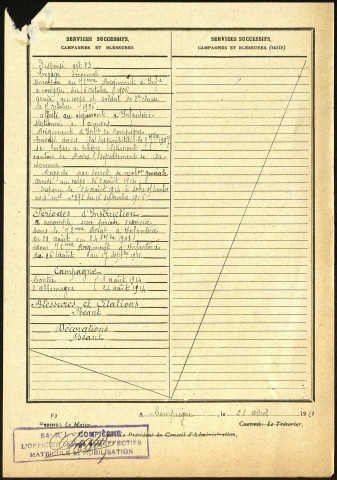 Lecomte, Robert Gontran, né le 18 décembre 1886 à Fouencamps (Somme), classe 1906, matricule n° 1093, Bureau de recrutement d'Amiens