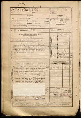 Lemaire, Lucien, né le 13 septembre 1869, classe 1889, matricule n° 1220, Bureau de recrutement d'Abbeville