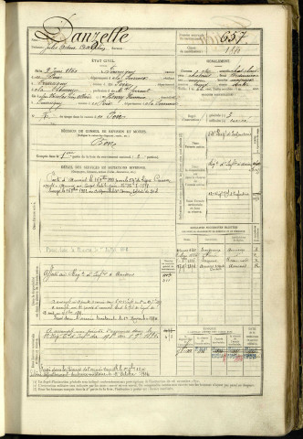 Danzelle, Jules Octave Adelphin, né le 9 juin 1860 à Fourcigny (Somme, France), classe 1880, matricule n° 657, Bureau de recrutement d'Amiens