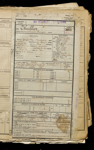 Thuiller, Alphonse Lucien François, né le 09 janvier 1889 à Dominois (Somme), classe 1909, matricule n° 778, Bureau de recrutement d'Abbeville