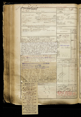 Galand, Gustave André Camille, né le 29 août 1896 à Bray-sur-Somme (Somme), classe 1916, matricule n° 296, Bureau de recrutement de Péronne