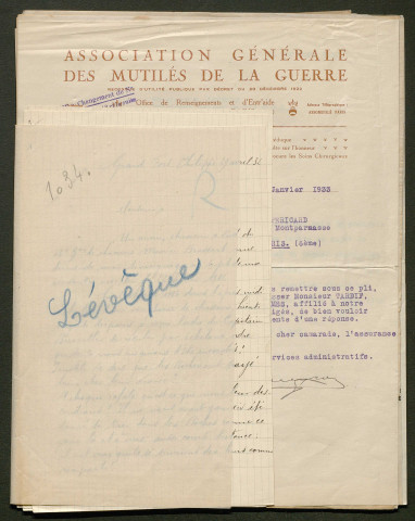Témoignage de Lévêque, Henri et correspondance avec Jacques Péricard