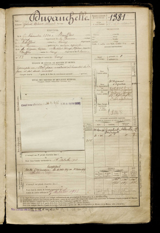 Duvauchelle, Gabriel Alphonse Edmond, né le 06 novembre 1884 à Boufflers (Somme), classe 1904, matricule n° 1381, Bureau de recrutement d'Abbeville