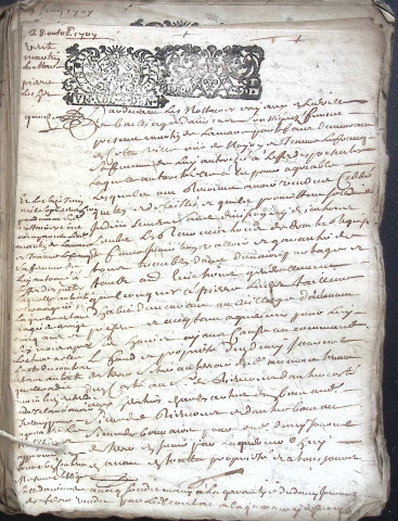 Etude de Me Nicolas Rouget à Amiens (étude n°5). Minutes de l'année 1707