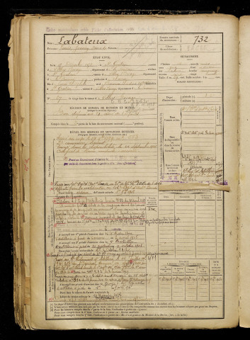 Labateux, Louis Joanny Damade, né le 17 décembre 1878 à Saint-Gratien (Somme), classe 1898, matricule n° 732, Bureau de recrutement d'Amiens