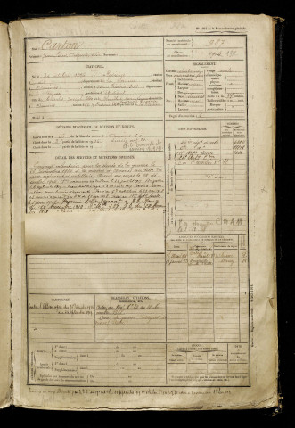 Carton, Jean Louis Auguste Elie, né le 30 octobre 1896 à Rosières-en-Santerre (Somme), classe 1916, matricule n° 987, Bureau de recrutement d'Amiens