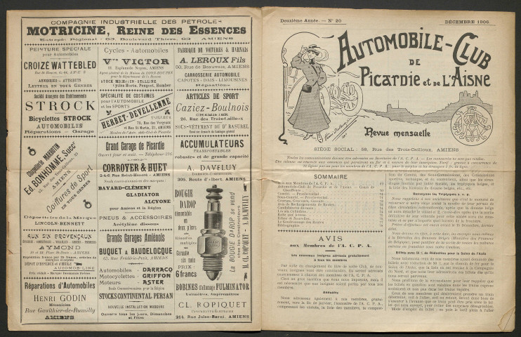 Automobile-club de Picardie et de l'Aisne. Revue mensuelle, 2e année, décembre 1906