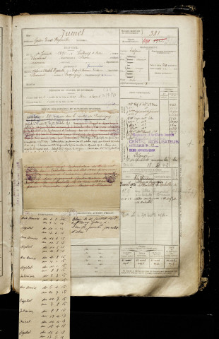 Jumel, Gaston Ernest Hyacinthe, né le 01 janvier 1891 à Fontenay-sous-Bois (Paris), classe 1911, matricule n° 381, Bureau de recrutement d'Amiens
