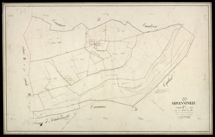 Plan du cadastre napoléonien - Moyenneville : Mesnil trois fétus (Le), E