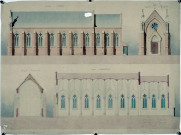Chapelle du couvent-des-clarisses : plan en élévation et coupe des façades dressé par l'architecte Victor Delefortrie