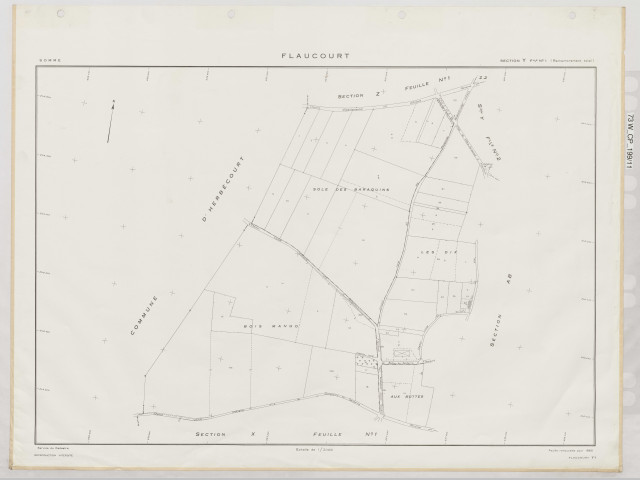 Plan du cadastre rénové - Flaucourt : section Y1
