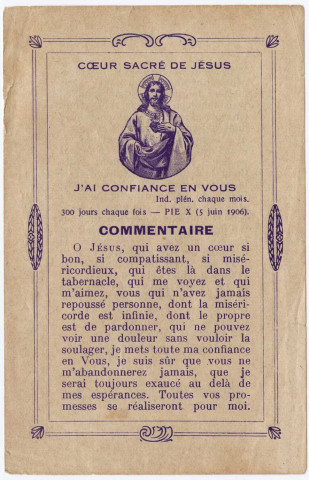 Coeur Sacré de Jésus. J'ai confiance en vous