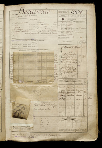 Beauvais, Maurice Albert Marc, né le 25 avril 1890 à Auxerre (Yonne), classe 1910, matricule n° 1067, Bureau de recrutement d'Abbeville