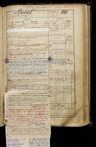 Duval, Emile Florent Jean Baptiste, né le 16 octobre 1889 à Brouchy (Somme), classe 1909, matricule n° 889, Bureau de recrutement de Péronne