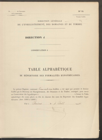 Table du répertoire des formalités, de Préclin à Vaysset, registre n° 57 (Conservation des hypothèques de Montdidier)