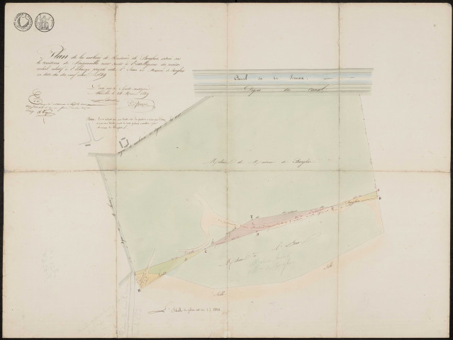Saigneville. Plan de la mollière de Mme de Berghes, située sur le territoire de Saigneville, annexé à un procès-verbal du 19 mars 1849, relatif à l'échange projeté entre l'Etat et madame de Berghes.