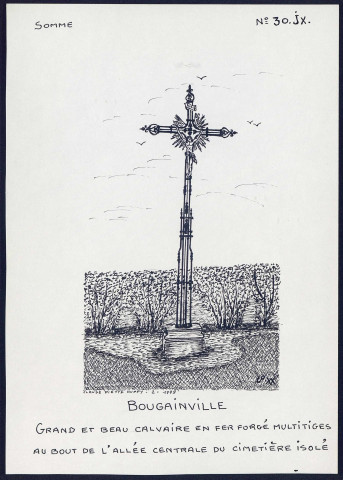 Bougainville : grand et beau calvaire en fer forgé dans l'allée centrale du cimetière - (Reproduction interdite sans autorisation - © Claude Piette)