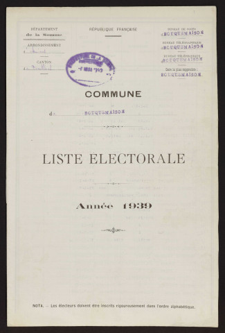 Liste électorale : Bouquemaison