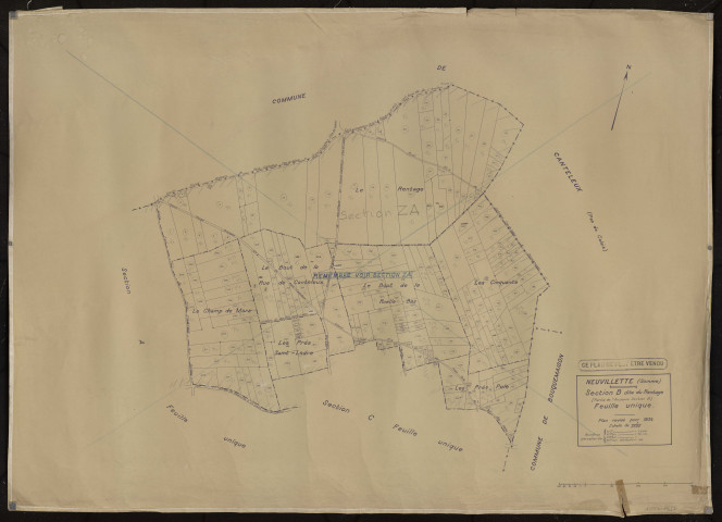 Plan du cadastre rénové - Neuvillette : section B