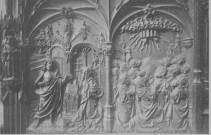 Cathédrale - Stalles du Choeur - 7è série, n° 10 - Panneaux de la Rampe K - 87 - Jésus montre à sa mère sa main et son côté percé - L'Ascension