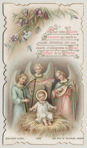 Pour cette saint naissance qui sauve le monde, bénissons par nos chants d'allégresse le doux enfant de la crèche. L'Enfant Jésus dans la mangeoire de la crèche
