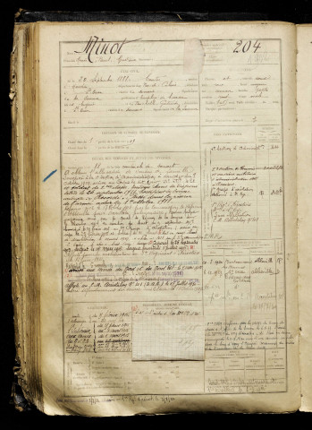 Minot, Henri Paul Gustave, né le 20 septembre 1888 à Contes (Pas-de-Calais), classe 1908, matricule n° 204, Bureau de recrutement d'Abbeville