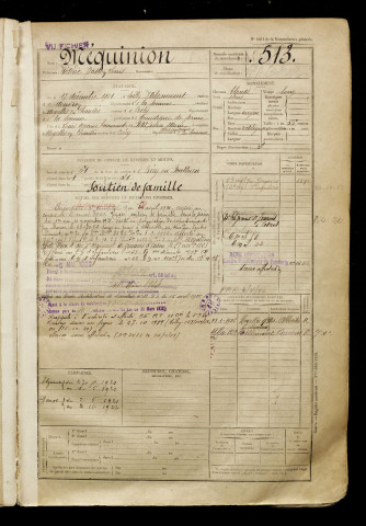 Méquinion, Frédéric Gaston Louis, né le 17 décembre 1901 à Sailly-Flibeaucourt (Somme), classe 1921, matricule n° 513, Bureau de recrutement d'Abbeville