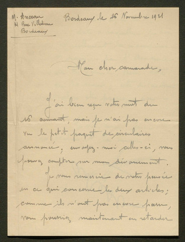 Témoignage de Anceau et correspondance avec Jacques Péricard