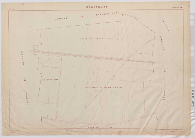 Plan du cadastre rénové - Manicourt : section ZA
