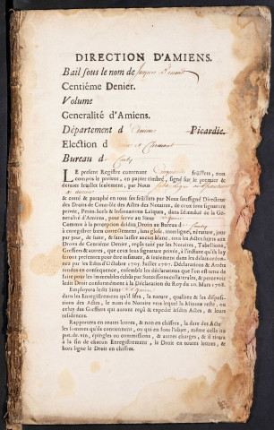Centième denier du bureau de Conty pour la période du 8 juillet 1745 au 31 octobre 1747