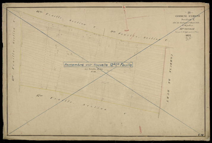Plan du cadastre napoléonien - Amiens : Faubourg d'Henri-Ville (Le), C12