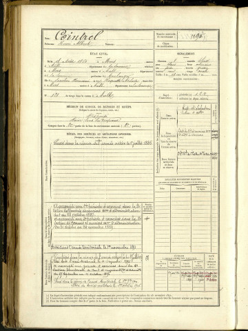 Cointrel, Henri Albert, né le 11 août 1860 à Mers (Somme, France), classe 1880, matricule n° 1195, Bureau de recrutement d'Abbeville