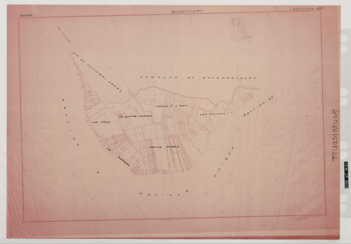 Plan du cadastre rénové - Boussicourt : section AB