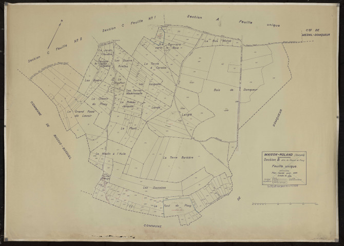 Plan du cadastre rénové - Maison-Roland : section B