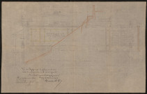 Projet d'agrandissement du Kursaal d'Onival. Plan en élévation et de profil du mur côté Ault avec le fronton