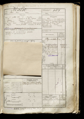 Malot, Albert Louis, né le 03 juillet 1896 à Canehan (Seine-Maritime), classe 1916, matricule n° 407, Bureau de recrutement d'Abbeville