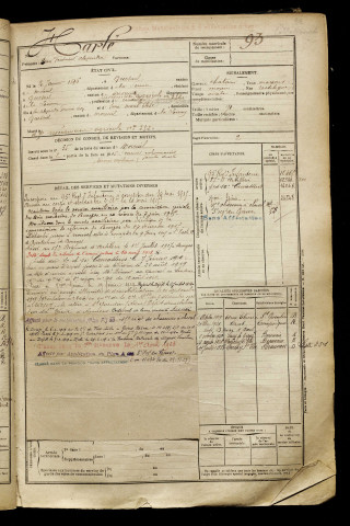 Harlé, Henri Ferdinand Alexandre, né le 20 janvier 1896 à Quesnel (Le) (Somme), classe 1916, matricule n° 93, Bureau de recrutement de Péronne