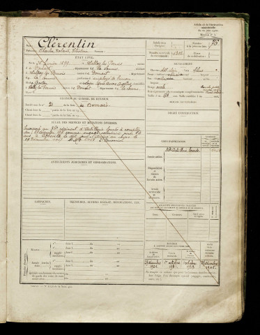 Clérentin, Charles Roland Théotime, né le 25 février 1899 à Halloy-lès-Pernois (Somme), classe 1918, matricule n° 1312, Bureau de recrutement d'Abbeville