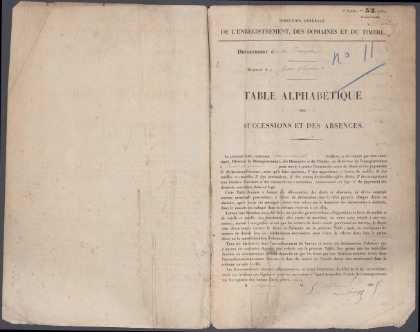 Table des successions et absences du bureau de Saint-Riquier