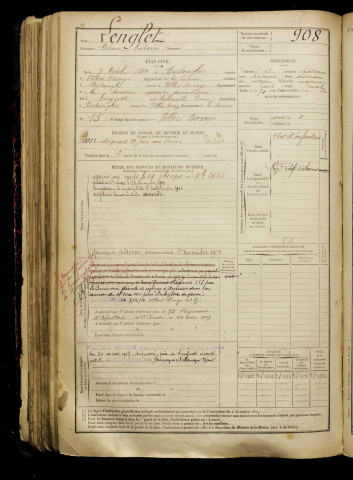 Lenglet, Octave Ludovic, né le 03 octobre 1880 à Bertangles (Somme), classe 1900, matricule n° 908, Bureau de recrutement d'Amiens
