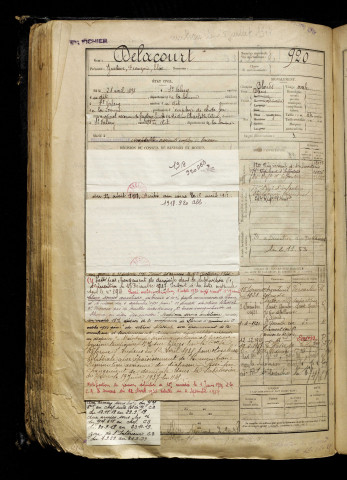 Delacourt, Gustave François Elie, né le 28 avril 1898 à Saint-Valery-sur-Somme (Somme), classe 1918, matricule n° 920, Bureau de recrutement d'Abbeville