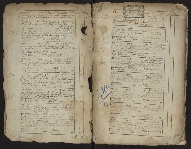 Contrôle des actes du bureau d'Airaines pour la période du 21 octobre 1712 au 11 juin 1714